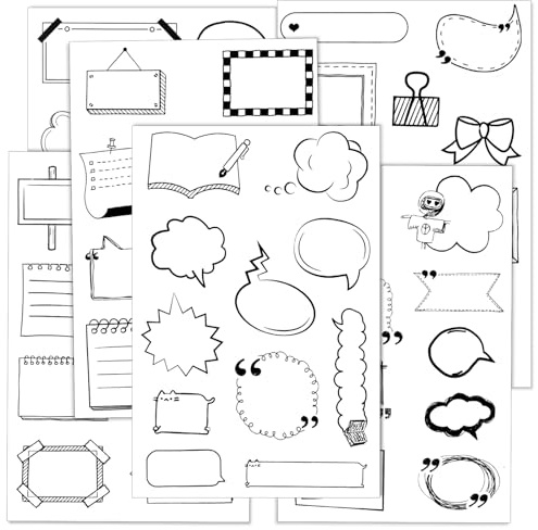 HJZHII 112 Stück Dialogbox sticker für fotoalbum,12 Blatt sticker fotoalbum,scrapbook stickers moderationskarten selbstklebend Aufkleber Selbstklebende Papieraufkleber Beschriften Verschiedene Formen
