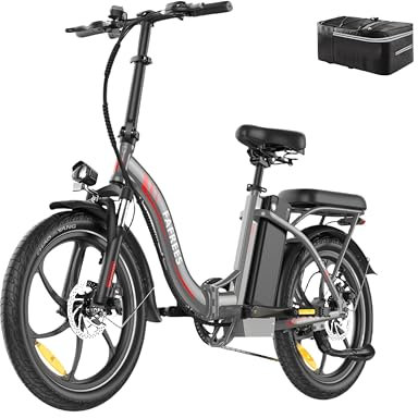 Fafrees F20+ 20 Zoll Faltrad E-Bike Fatbike (2025) - 36V 20AH Akku, 250W Motor, 140kg Traglast, 25km/h, E-MTB 20° - Unisex Elektrofahrrad für Damen & Herren (Rückentasche, grau)