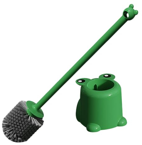 Klobürste in Froschform, PP Toilettenbürste mit Halter, Grün | Weiche Borsten, Langer Stiel, für Wc und Bad, für Zuhause und Hotel
