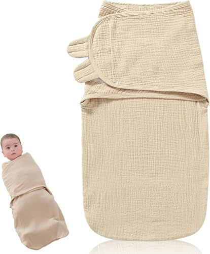 AsyinXson Baby Schlafsack,Pucksack Baby,Babyschlafsack Neugeborene,Swaddle Decke,Vierlagiger Gaze-Wickelbezug,Pucksack Baby 0-6 Monate mit 100% Bio-Baumwolle,Perfektes Duschgeschenk