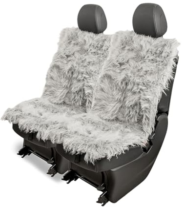 LST 2x Lammfell Sitzbezug Vordersitz Universal Anthrazit 1,2-1,4cm Wollhöhe I Sitzschoner Lammfellimitat I Winter und Sommer I Hautfreundlich Atmungsaktiv Antibakteriell