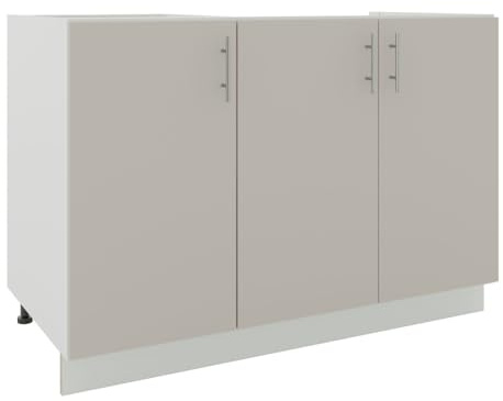 JD Greta Adjustable Kitchen Sink Base Unit - 1200mm - Sink Cabinet with Doors (No Worktop) - Cashmere Matt