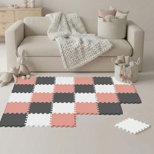 LittleTom Spielmatte Baby Puzzlematte Pastellfarben - 27 Matten je 30x30 cm Krabbelmatte 270x90 cm Bodenmatte Kinder - Puzzle Teppich Kinderzimmer - Bodenschutzmatte Spielteppich Eva Schaumstoffmatte