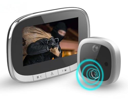 UTTASU Spioncino digitale LCD da 4,3 pollici con grandangolo a 180 gradi, rilevamento del movimento, visione notturna, per la sicurezza domestica, argento