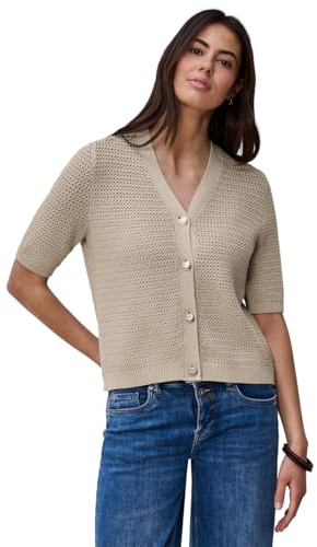 Street One Kurzarm Cardigan mit V-Neck und Struktur Clay Sand 44