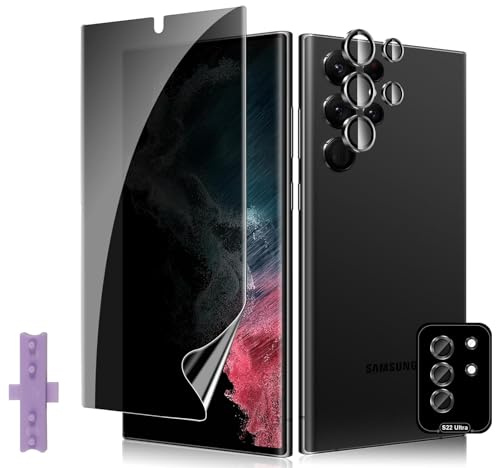 Lutree für Samsung Galaxy S22 Ultra 5G Sichtschutz Schutzfolie, 1+1 Stück Anti-Spähen Displayschutzfolie + Kameraschutz Folie für Panzerglas, TPU-Folie Privacy Anti-Spy Displayschutz Displayfolie