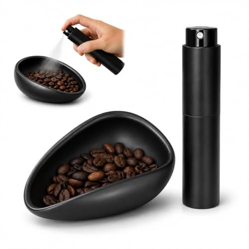 Ceramic Coffee Dosing Cup & Mist Spray Bottle Set | Barista Accessories for Bean Weighing, Tea Leaf Spraying, Pre-Wetting & Espresso Prep, Essential Kit for Precise Brewing
