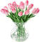 JUSTOYOU Mazzo da 20 tulipani artificiali in lattice dall’effetto realistico, fiori finti da bouquet per matrimonio, casa, giardino, decorazioni, rosa