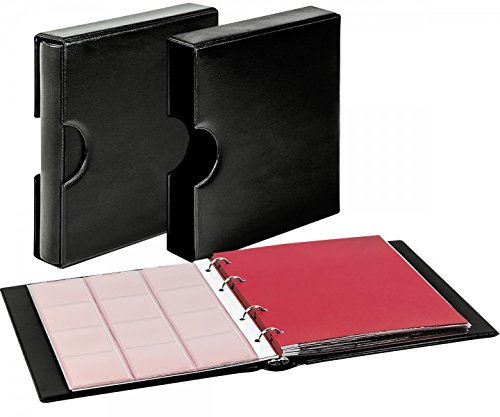 LINDNER Set: Karat-Münzalbum Classic mit Schutzkassette in 5 Farben inkl. Zwei 5er-Packs Münzblätter nach Wahl (Schwarz, Rot: 30 Felder Ø 30 mm (K4R))