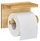 Relaxdays Toilettenpapierhalter mit Ablage, für Handy & Feuchttücher, Bambus Klopapierhalter, HBT 12x16x10,3 cm, natur