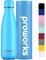 Proworks Botellas de Agua Deportiva de Acero Inoxidable | Cantimplora Termo con Doble Aislamiento para 12 Horas de Bebida Caliente y 24 Horas de Bebida Fría - Libre de BPA - 1L – Azul pálido