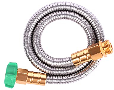 Tubo corto da giardino in metallo, 2,4 m, in acciaio inox, prolunga per tubo dell'acqua, estensore leggero e flessibile per irrigazione esterna (2,4 m)