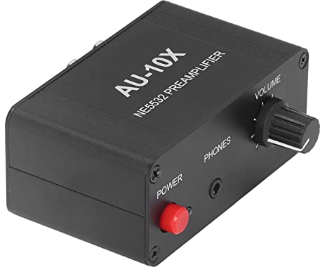Mini Preamplificador Estéreo, Amplificador de Auriculares de 20 DB con Diseño de Enchufe Enchufable, Preamplificador de Sonido HiFi de Metal para Grabación, Fiestas, Eventos de Escenario en Vivo