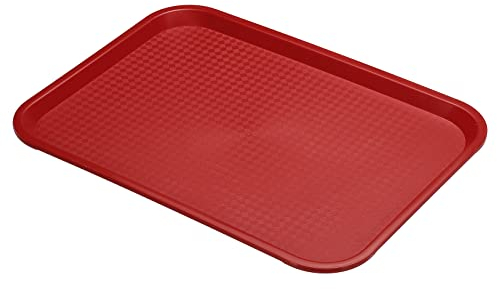 PATIKIL 16x12 Veloce Cibo Vassoio, PP Plastica Riutilizzabile Riciclabile Multiuso Rettangolo Vassoio Vassoio per Ristorante Casa Cucina, Rosso