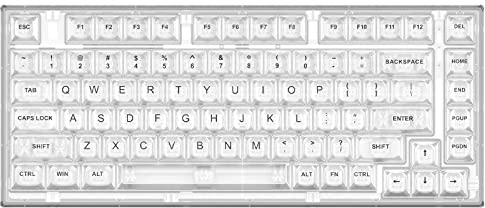 YUNZII X75 82 Key Hot Swappable Mechanical Keyboard with Transparent Keycaps, Gasket Mount 75 Keyboard, RGB Backlit Custom Gaming Keyboard for Windows/Mac (Kailh Jellyfish Switch, Wired-White)