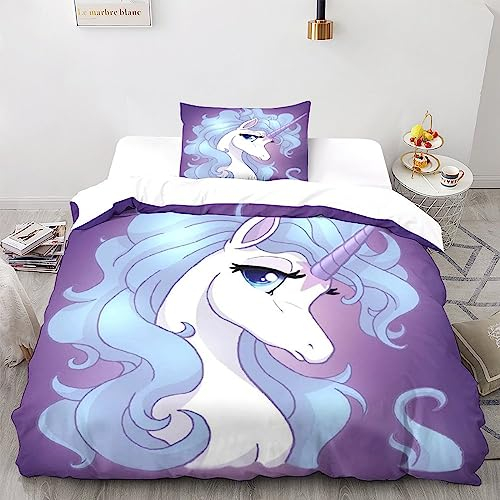 ZAVAYA Undertale Bettbezug 3D Cartoon Horse Bettwäsche Set Komfortbezug Microfiber Soft Quilt Cover Für Mädchen Jungen Mit Kissenbezug Mit Reißverschluss Single(135x200cm)