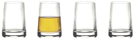 Anton Studio Designs Empire Handmade Shot Glass Perfect for Tequila, Whiskey, and Cocktail Shots - Ideal for Parties, Celebrations, and Home Bars - 70 ml - Clear - Set of 4 Elegant Shot Glasses