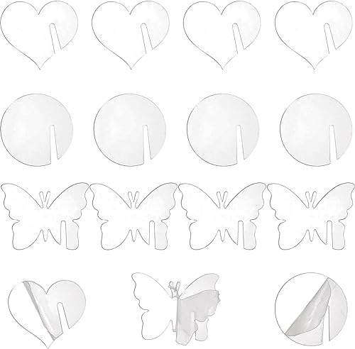 CREATCABIN 60Pcs Acrylic Drink Tags Butterfly Circle Love Wine Glass Charms Drink Blank Markers Rim of Glass for DIY Names Wedding Party Christmas Easter Halloween Ornament DIY Craft 2 x 2 Inch Clear