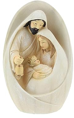 Wnvivi Eiförmige Krippenfigur für Weihnachten, Mini-Jesus-Krippenstatuen aus Kunstharz, Tischdekoration, Weihnachtskrippenfigur-Ornament(8cm)