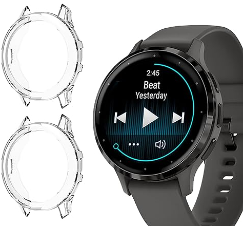 GIOPUEY [2 Stück Hülle Kompatibel mit Garmin Venu 3S, Soft TPU, Shock Resistant, Garmin Venu 3S Cover - Transparent+Transparent
