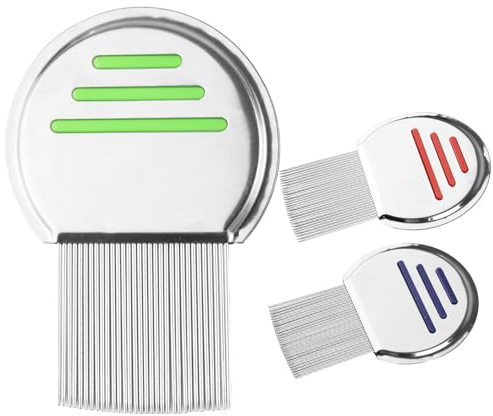 3 Stück Läusekamm, Professionelle Edelstahl Läusekamm Nissenkamm, Effektive Behandlung Flohkamm, Läusekamm Kinder, Zur Effektiven Entfernung Von Haarläusen Und Nissen.