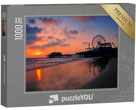 Puzzle 1000 Teile XXL „Malerischer Sonnenuntergang am Santa Monica Pier, Kalifornien, USA“ – aus der Puzzle-Kollektion USA