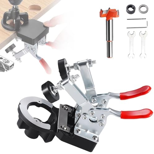 Pince Double 35 mm Gabarit de Percage Charniere, Caché Alliage d'aluminium Guide de Percage Bois, Ajustable Gabarit de Charniere, Gabarit de Perçage pour le Travail du Bois
