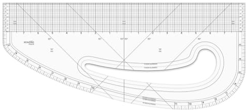 KEARING Patentiertes 40,6 cm Imperial Acryl Muster Master Lineal Mehrzweck-Lineal Französisch Kurvenlineal Variieren Form Kurvenlineal Hüfte Messkurve Transparent Mode Designer Lineal für