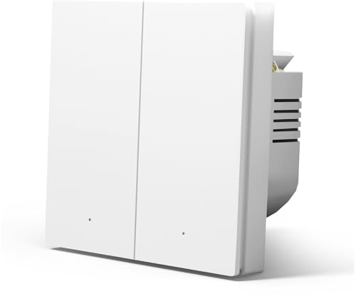 MVAVA Interruptor de luz Wlan, Interruptor de pared inteligente Alexa y Google Home Funciona con Tuya, Interruptor de luz empotrado de 86mm, interruptor de luz de pared 2 compartimento 1 vía Blanco