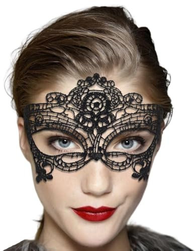 Spitze Maske, Schwarz Sexy Lace Augenmaske für Frauen, Venezianische Maske Spitze Damen, Prom Mask, Maskerade Ball Maske, für Halloween Karneval Abendkleid Tanz Ball Party