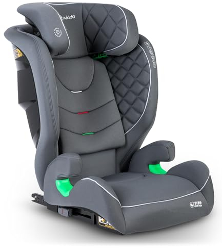 Nukido Kindersitz Kinderautositz 15 Bis 36 kg Autositz Für Kinder 4 Bis 12 Jahren ISOFIX Kopfstützenverstellung Neigungsverstellung Louis (Grau)