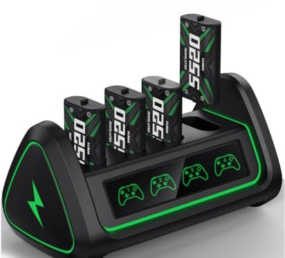 High-Capacity 4x5520 mWh Rechargeable Battery Pack for Xbox Series X/S Controller,Xbox Controller Battery Pack with Charging Dock for One/S/X/Elite,Rechargeable Batteries with Type-C & LED Light
