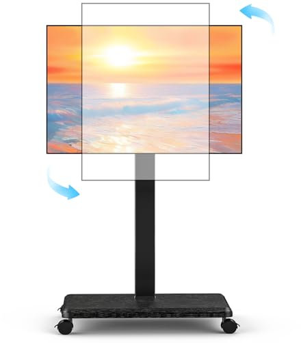 Neothm Soporte de TV móvil con ruedas para televisores de 32 a 75 pulgadas, base de madera, horizontal y vertical, carrito de TV portátil giratorio e inclinable de 60° para TV plana y curva, capacidad