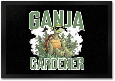 speecheese Schildkröte Ganja Gardener Fußmatte in 35x50 cm für Kiffer Lustige Türmatte mit Spruch für Cannabis-Fans