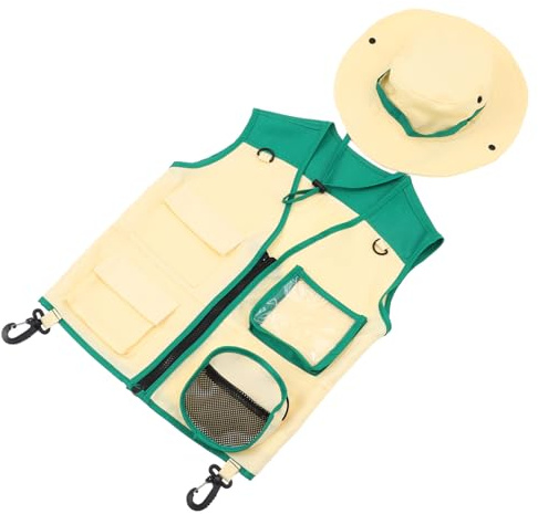 Levemolo Outdoor Explorer für Atmungsaktive Entdeckerweste und Leichter Entdeckerhut Bequemes Outdoor kostüm für Naturforscher Jungen und Mädchen für Abenteuer und Rollenspiele