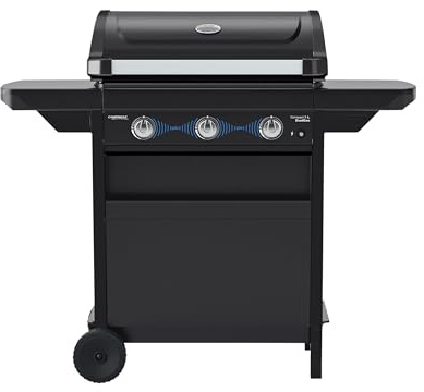 Campingaz Barbecue à gaz Compact 3L Dualgas | 7,5 kW | Chariot gril à gaz avec 3 brûleurs | Système double alimentation : gaz naturel et GPL | Couvercle avec thermomètre | Plateau de collecte de