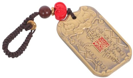VILLCASE Porte-clés Feng Shui en Laiton - Pendentif Amulette de Bonne Fortune (Protection, Prospérité, Succès) - Accessoire Clé Voiture Tai Sui 2026 - Cadeau Homme Femme