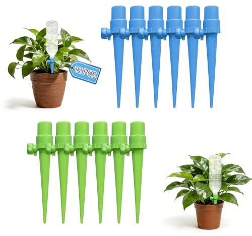 2026 Aggiornato Dispositivo autoirrigante per piante,12 Pezzi Irrigazione Goccia Automatica Regolabile,Compatibile con Bottiglie (2.1cm/2.5cm),per Piante Interne,Set di Irrigazione a Goccia