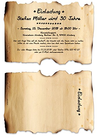 Lasergeschnittene Personalisierte Einladungskarten Geburtstag Einladungen individuell - Flaschenpost zum Zusammenrollen DIN A5, ab 10 Stück Sets