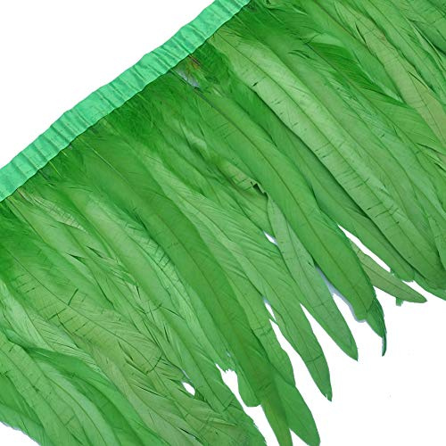 Sowder Rooster Hackle Feather Fringe Trim 10-12inch in Width Pack of 1 Yard(Lime Green)