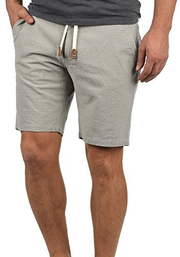 Blend Serge Herren Chino Shorts Bermuda Kurze Hose Mit Rauten-Muster Und Kordel-Gürtel Aus 100% Baumwolle Regular Fit, Größe:L, Farbe:Granite (70147)