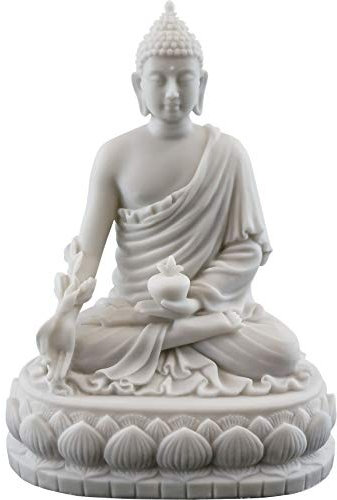 Top Collection Buddha-Statue, Buddha-Skulptur in weißem Marmor-Finish – 14 cm Sammlerfigur