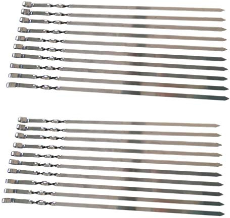 rukauf 20 Schaschlikspiesse Edelstahl 55cm länge / 1,5 mm Stark/Schampura Grillspiesse Fleischspiesse auch für Mangal