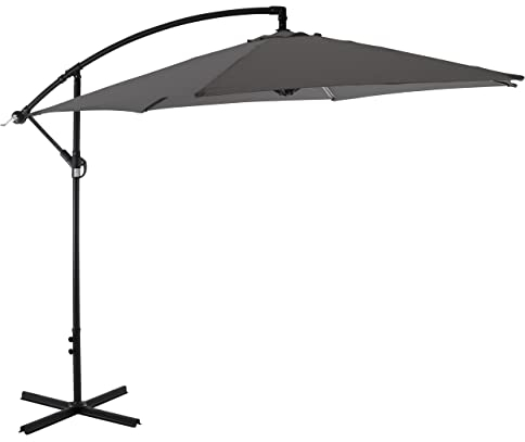 Raburg Ampelschirm, XXL Gartenschirm 3m x 3m, 160g/m2, UV50+, 11 kg, 4 Stufen neigbar, Sonnenschutz UV50+, leichtgängiges Kurbelsystem, Alu & Stahl, platzsparend faltbar, Helios Easy, Schiefer-Grau