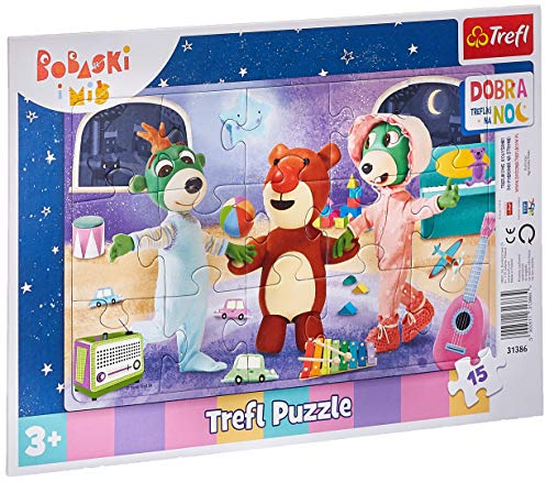 Trefl, Puzzle, Babies and The Bear, Bettzeit, Rahmenpuzzle 15 Teile, für Kinder ab 3 Jahren