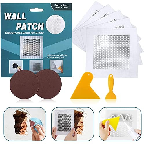 15,2 x 15,2 cm Trockenbau--Patch, Wand-Patch, selbstklebendes Wand-Netz-, groÃŸes Loch für Trockenbau, Steinplatten, Aluminium-Metallblech, Decken-Trockenwand-Patch, 5 Stück