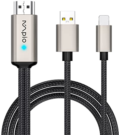 MpioLife Adaptateur HDMI pour Pad 2.0m, iPhone vers TV Câble, Lighting HDMI AV Numérique 1080P Câble HDTV pour Phone 14/13/12/11/X/8/7/6, Pad Air/Mini/Pro, Pod vers TV/Projecteur/Moniteur