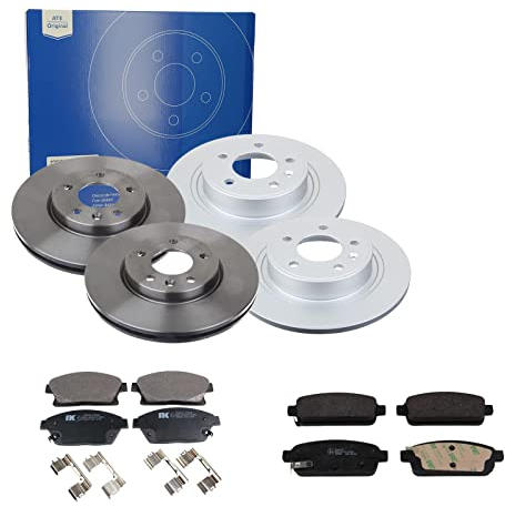 ATE Bremsen-Set 2 Bremsscheiben Ceramic + Bremsbeläge Einbau Vorne Hinten Bremsscheiben-Set Scheibenbremsen SIZW211LM2 passend für Opel Astra J P10