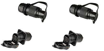 BEIJISTAR 2 x 3 pol Stecker und Steckdose, 3 Poliger Stecker Steckdose Traktor, Nach DIN 9680, Flachsteckanschluss für 12V Systeme, für Anhänger Landmaschine (4-Loch Montagepunkt)