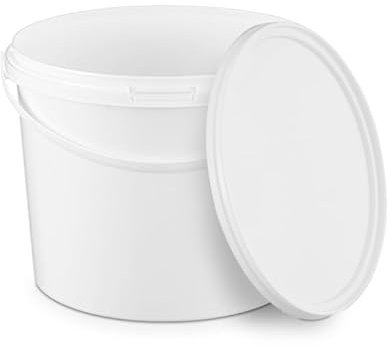 BenBow Seau avec Couvercle 3l Blanc - Convient pour Aliments, Stable, étanche à l'air, Anti-Fuite, inodore - récipient de Conservation en Plastique, avec poignée - Vide, 20x 3 litres
